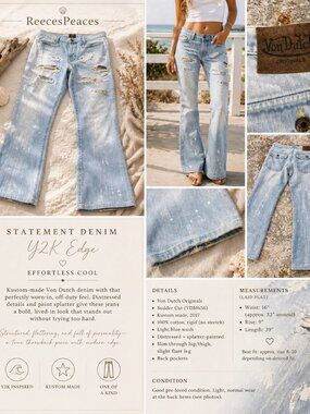Von Dutch Distressed Flare Jeans | Y2K Painter Denim 32” Waist